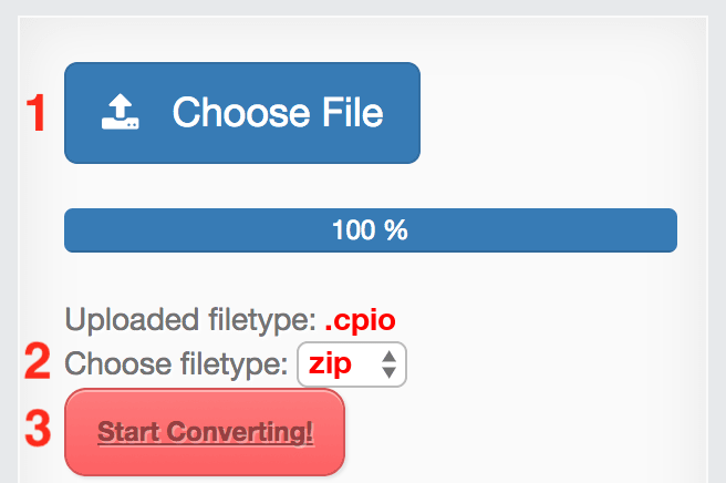 How to convert CPIO files online to ZIP